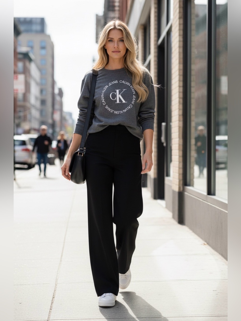 (#78) CALVIN KLEIN  Gray Crewneck Sweatshirt with White CK Logo